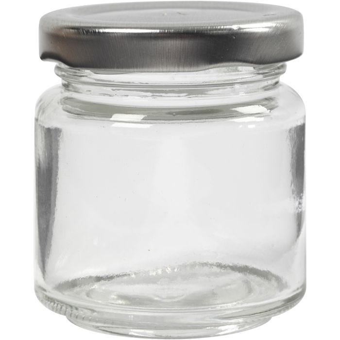 Storage Glass Jar, H: 6,5 cm, dia. 5,7 cm, 100 ml, transparent, 12pc/ 1 pack