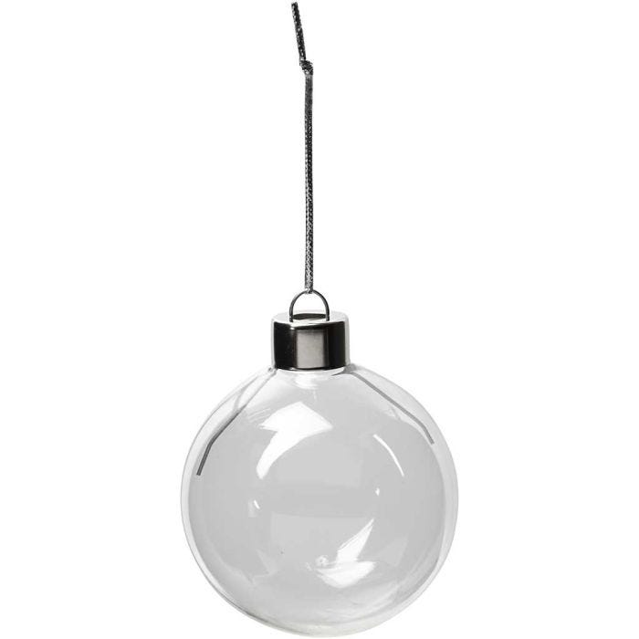 Glass Ornaments, H: 6,9 cm, dia. 5,9 cm, transparent, 8 pc/ 1 pack