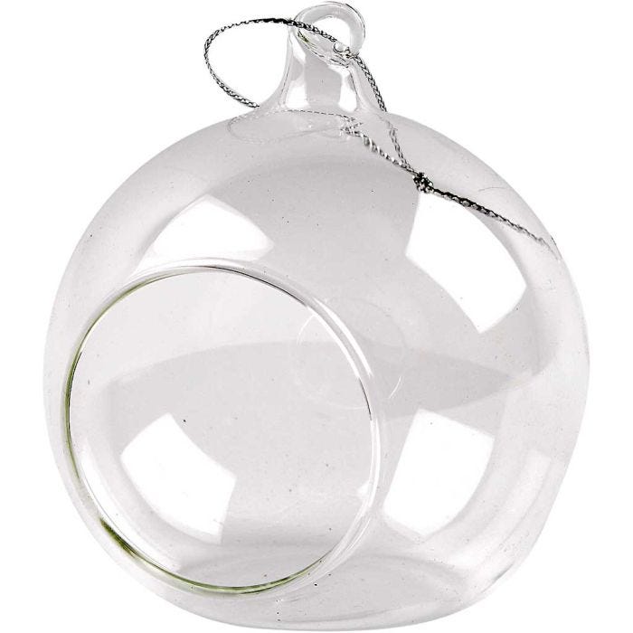 Glass Ornament with Opening, dia. 8 cm, 6 pc/ 1 pack