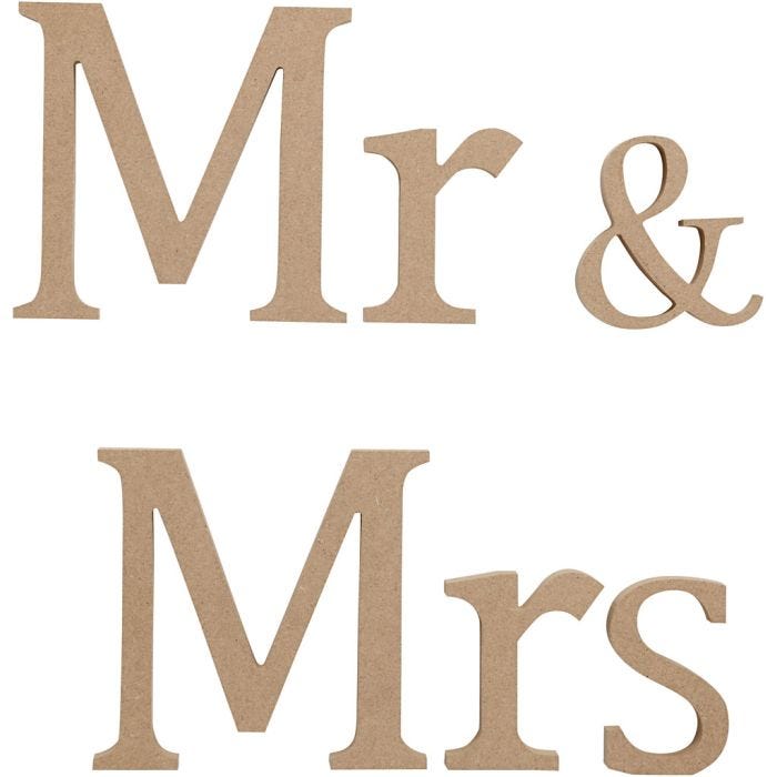 Letters, Mr &amp; Mrs, 13 cm, 1,5 cm, 1 set
