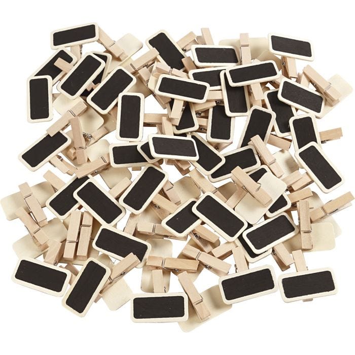 Blackboard with clothes peg, 4x2 cm, 100pc/ 1 pack