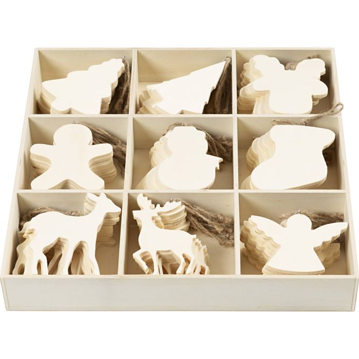 Christmas Ornaments, assorted gifts, size 7-9 cm, thickness 4 mm, 90 pc/ 1 pack