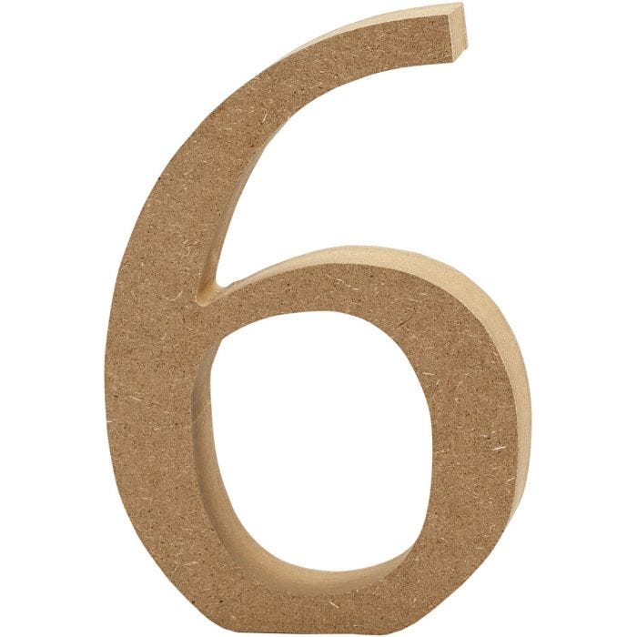 Number, 6, 8 cm, 1,5 cm, 1 pc