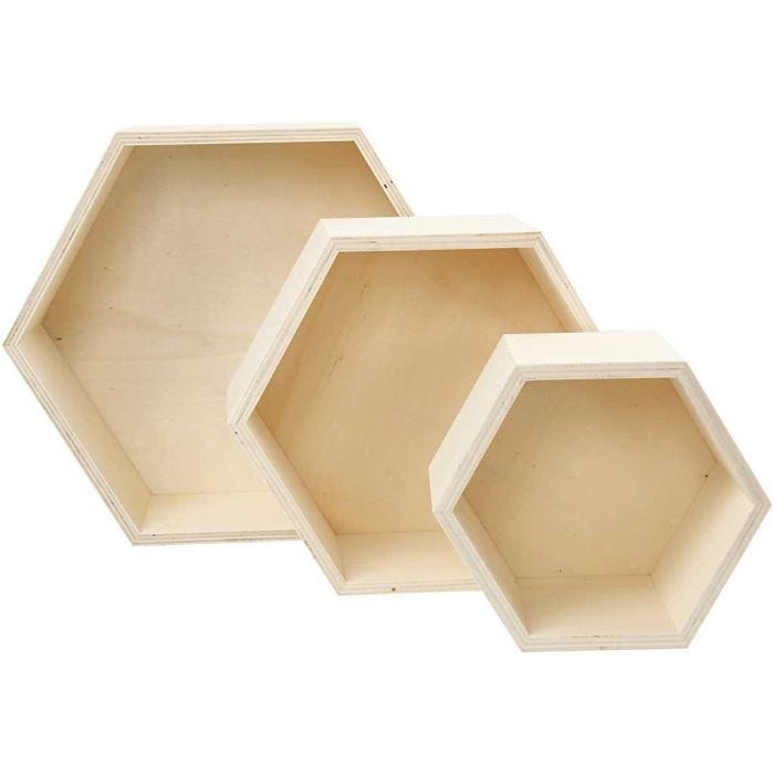Storage Boxes, hexagonal, 14,8+19+24,2 cm, 10 cm, 3pc/ 1 set