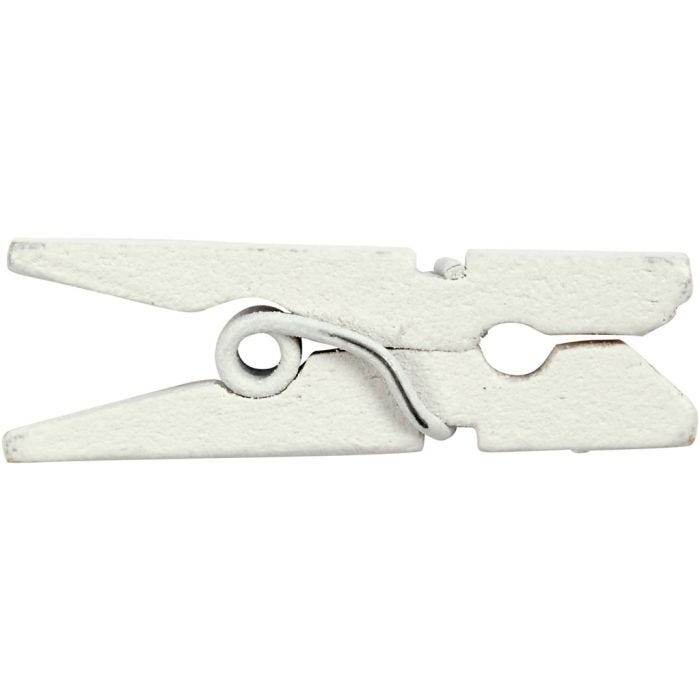 Mini Clothes Peg, L: 25 mm, W: 3 mm, white, 36 pc/ 1 pack
