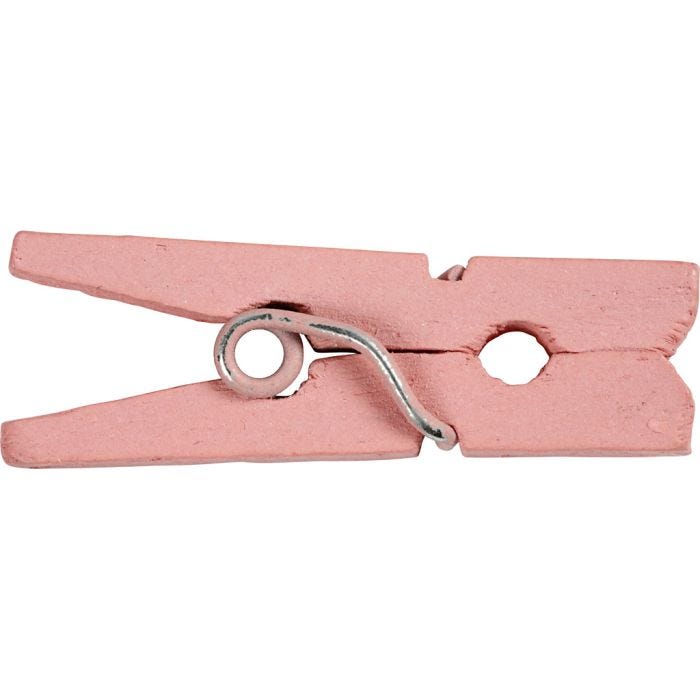 Mini Clothes Peg, L: 25 mm, W: 3 mm, light red, 36 pc/ 1 pack