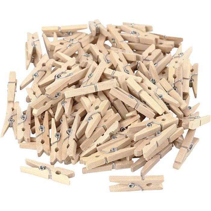 Clothes Pegs, L: 30 mm, W: 3 mm, 100 pc/ 1 pack