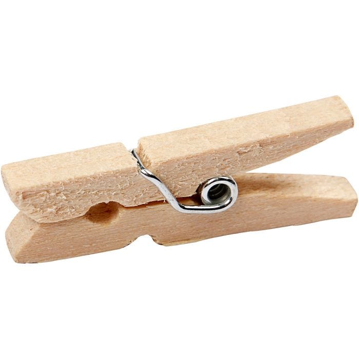 Clothes Pegs, L: 30 mm, W: 3 mm, 30 pc/ 1 pack