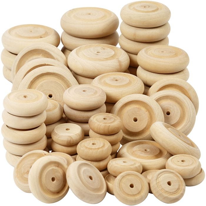 Wheel, dia. 24+30+42+50 mm, thickness 8+10+11+14 mm, 4x40 pc/ 1 pack