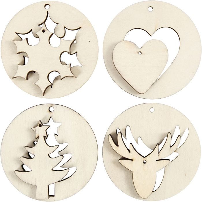2-in-1 Hanging Decorations, dia. 7 cm, hole size 3 mm, thickness 4 mm, 8pc/ 1 pack