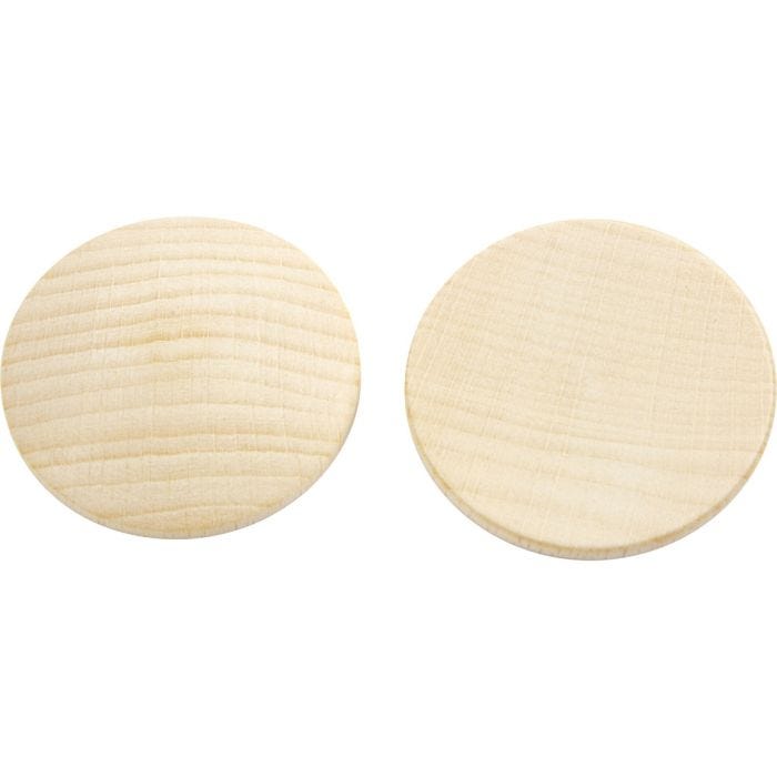 Wooden buttons, dia. 40 mm, thickness 5,2 mm, 100pc/ 1 pack