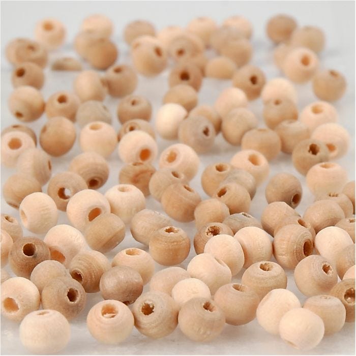 Wooden Bead, dia. 5 mm, hole size 1,5 mm, 100 pc/ 1 pack