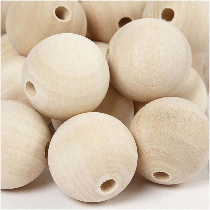 Wooden Bead, dia. 30 mm, hole size 5 mm, 50 pc/ 1 pack