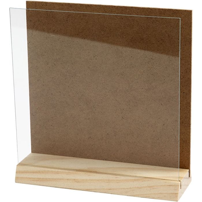 3D plate with glass, 15x15 cm, 1 set