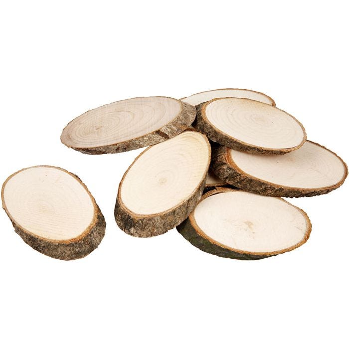 Wooden Discs, size 7,5 x 4,5 cm, thickness 8 mm, 20 pc/ 1 pack