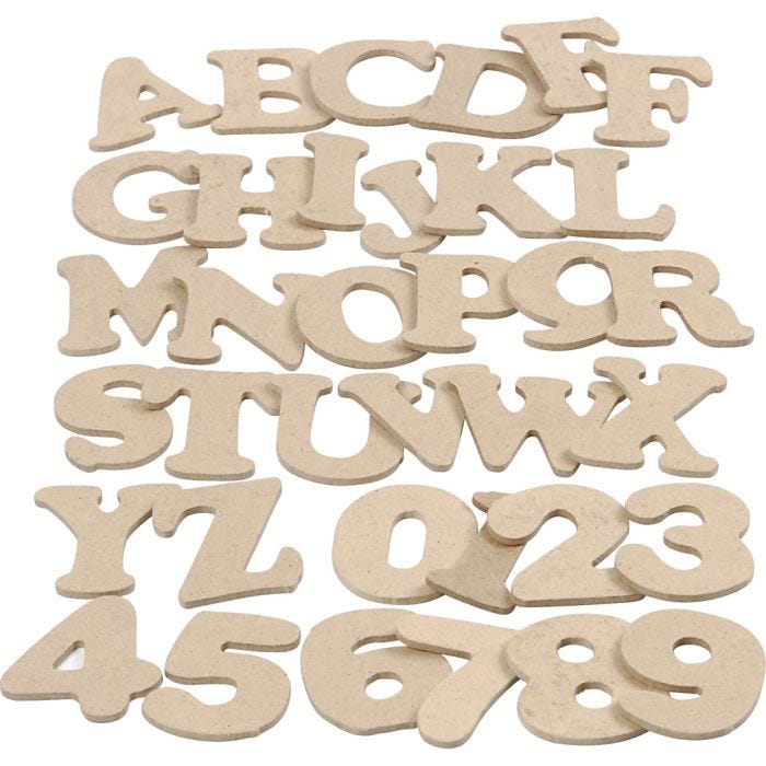 Letters and Numbers, H: 4 cm, thickness 2,5 mm, 36x10 pack/ 1 pack