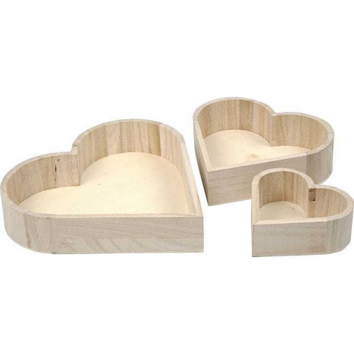 Heart Bowls, H: 13-25 cm, D. 5-5,2 cm, 3 pc/ 1 pack