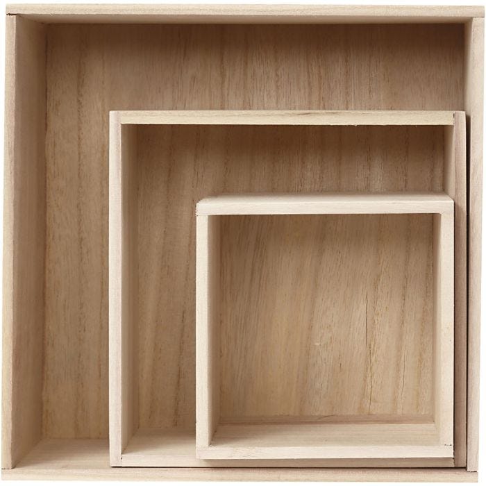 Storage Boxes, square, 15x15+21,5x21,5+28x28 cm, 12,5 cm, 3pc/ 1 set