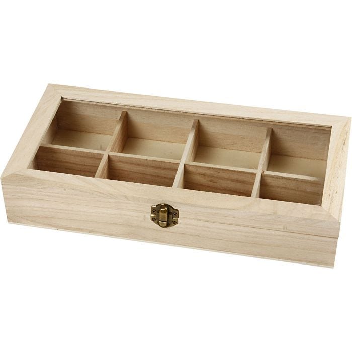 Box with Glass Lid, size 32x16x6 cm, hole size 7x7 cm, 1 pc