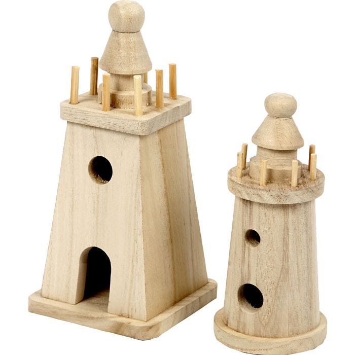 Lighthouse, H: 13,5+18 cm, 2 pc/ 1 pack