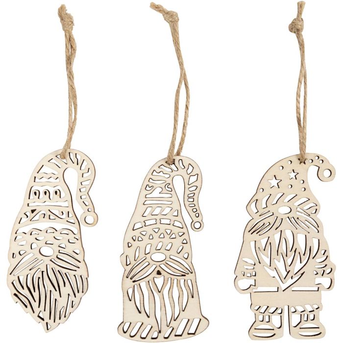 Scandinavian Santa Gnome, H: 8 cm, W: 4 cm, 6 pc/ 1 pack