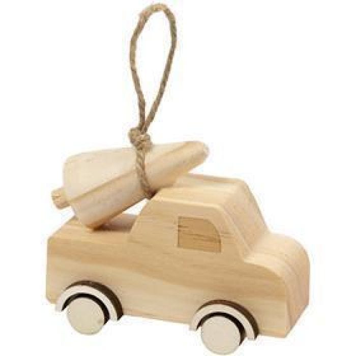 Lorry with Christmas tree, H: 6 cm, L: 7 cm, W: 3,5 cm, 1 pc