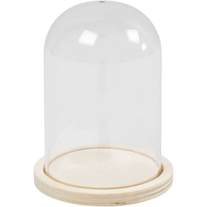 Bell on wooden base, H: 9,5 cm, dia. 6 cm, hole size 3 mm, 1 pc
