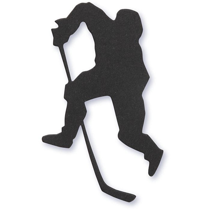 Cardboard Emblem, ice hockey player, 54x64 mm, black, 10pc/ 1 pack