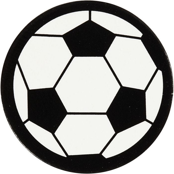 Cardboard Emblem, football, dia. 25 mm, white/black, 20 pc/ 1 pack