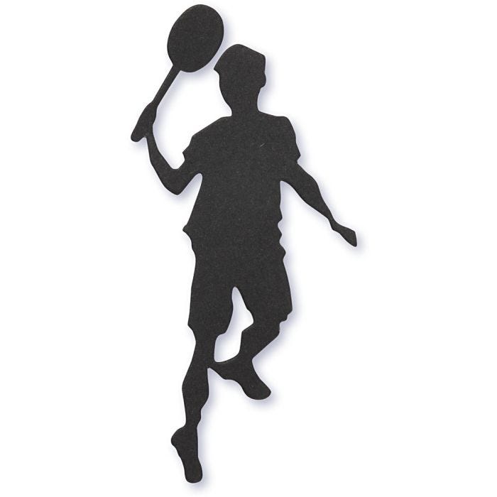 Cardboard Emblem, Tennis player, 40x90 mm, black, 10pc/ 1 pack