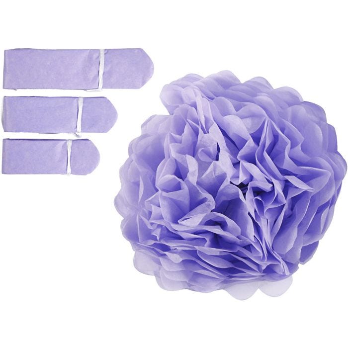Tissue Pompons, dia. 20+24+30 cm, 16 g, purple, 3pc/ 1 pack