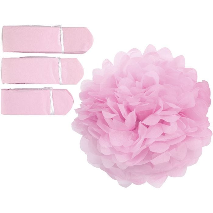 Tissue Pompons, dia. 20+24+30 cm, 16 g, light red, 3pc/ 1 pack