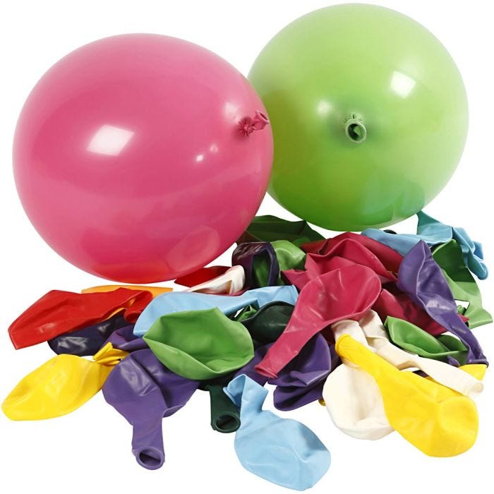 Balloons, Round, 23 cm, assorted colours, 100pc/ 1 pack