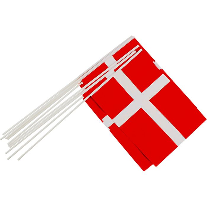 Waving Flags, L: 50 cm, size 20x27 cm, 10 pc/ 1 pack, Denmark