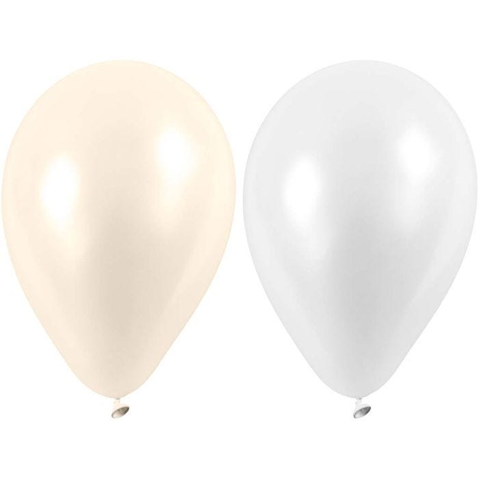 Balloons, Round, dia. 23 cm, white, mother-of-pearl, 10 pc/ 1 pack