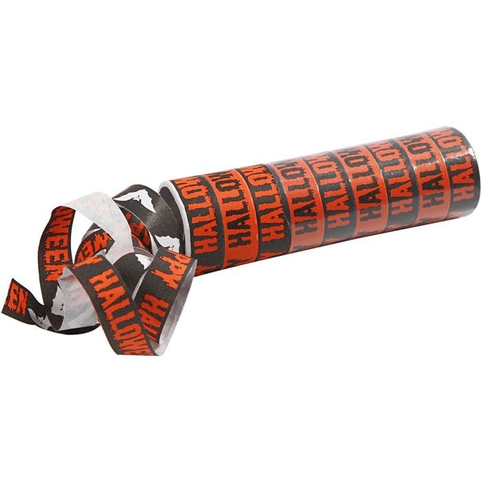 Party streamers, black, orange, 2 roll/ 1 pack