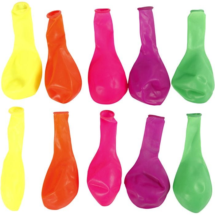 Balloons, round, dia. 23 cm, neon colours, 10 pc/ 1 pack