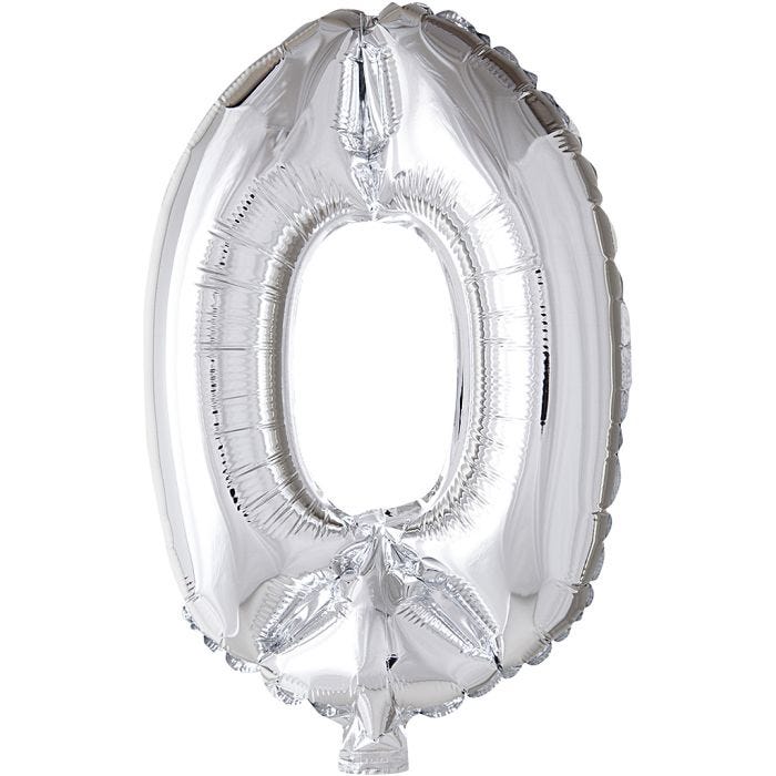Foil Balloon, 0, 41 cm, silver, 1 pc