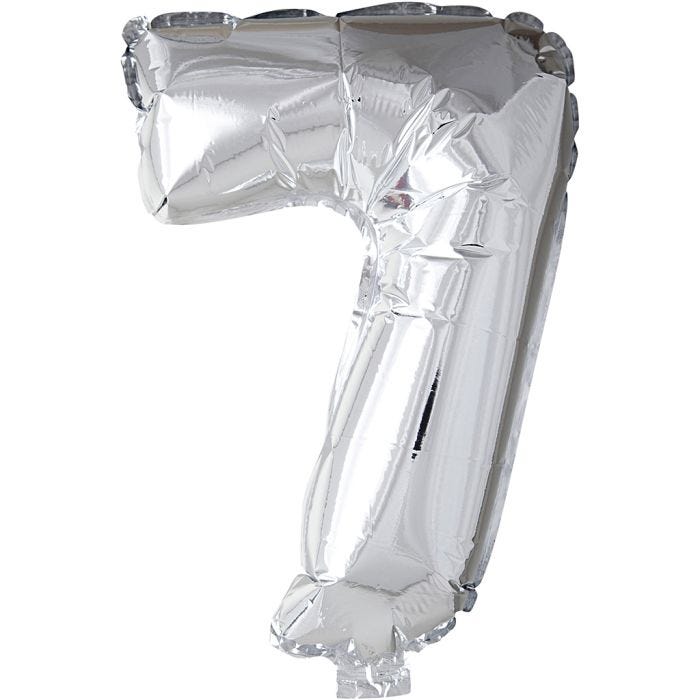 Foil Balloon, 7, 41 cm, silver, 1 pc