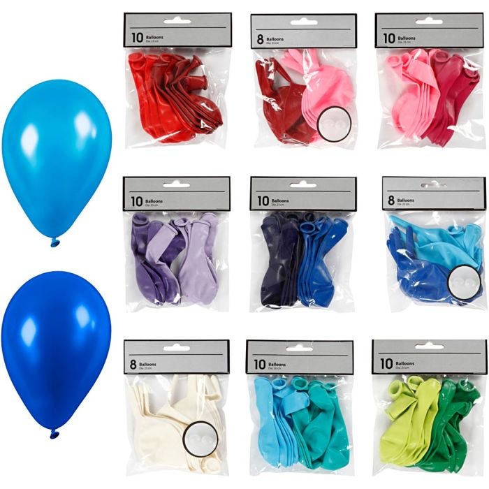 Balloons, assorted colours, 30 pack/ 1 pack
