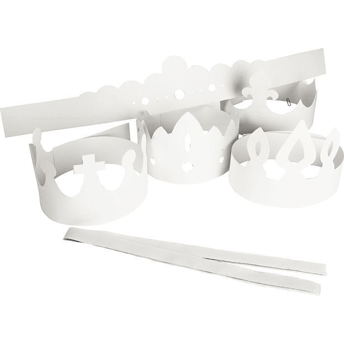 Crowns, H: 10-16,5 cm, L: 60 cm, 230 g, white, 5pc/ 1 pack