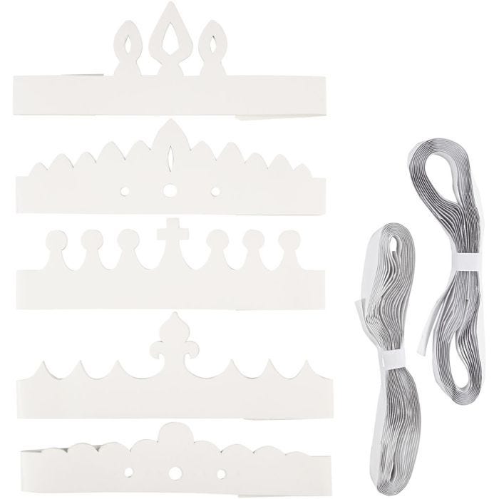 Crowns, H: 10-16,5 cm, L: 60 cm, white, 50 pc/ 1 pack