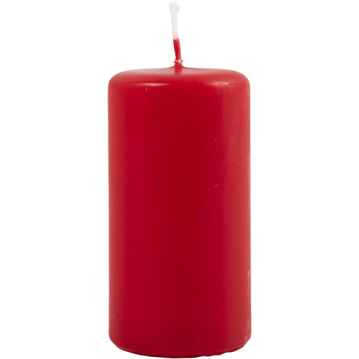 Candles, H: 100 mm, dia. 50 mm, red, 6 pc/ 1 pack