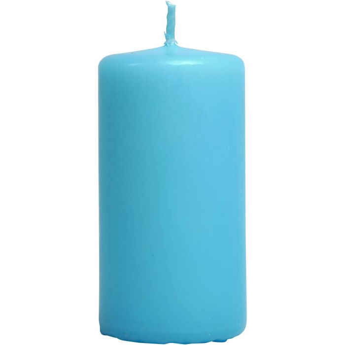 Candles, H: 100 mm, dia. 50 mm, light blue, 12 pc/ 1 pack