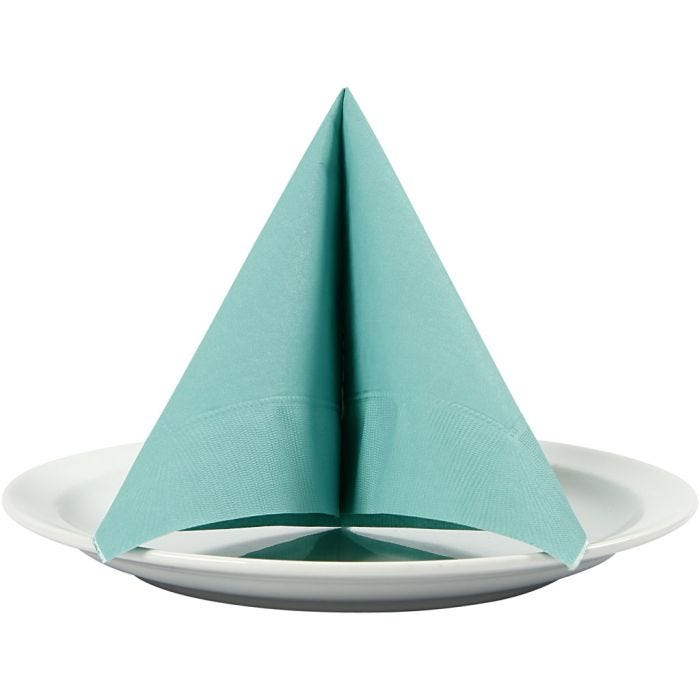Table Napkins, white back, size 33x33 cm, light turquoise, 20pc/ 1 pack