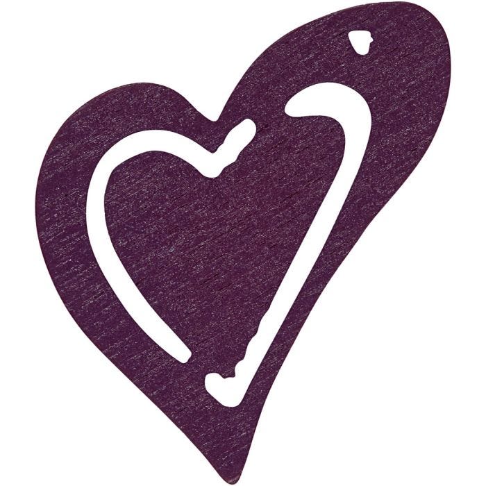 Heart, 25x22 mm, 1,7 mm, dark purple, 20pc/ 1 pack