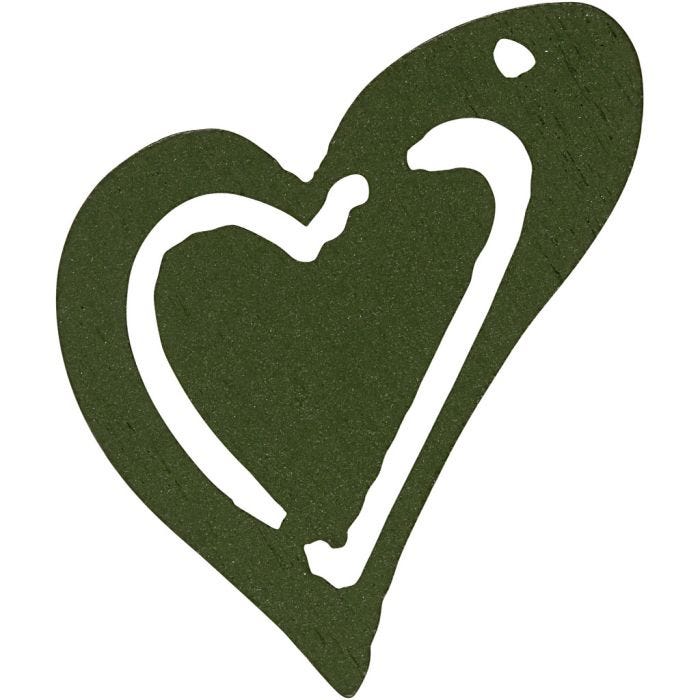 Heart, size 25x22 mm, thickness 1,7 mm, dark green, 20pc/ 1 pack