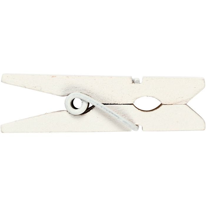 Mini Clothes Peg, 35x7 mm, 9 mm, white, 20pc/ 1 pack