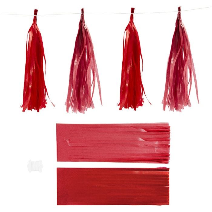 Paper Tassel, size 12x35 cm, 14 g, claret/red, 12 pc/ 1 pack