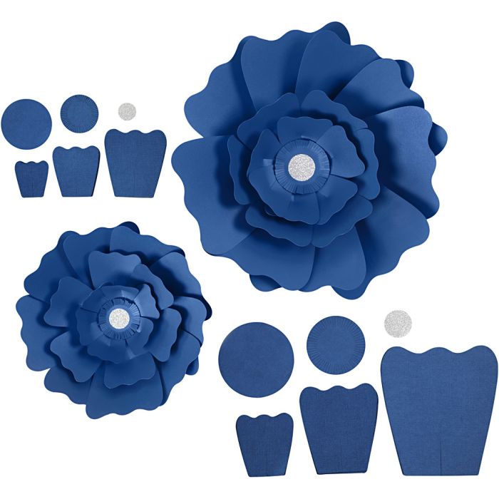 Paper Flowers, dia. 15+25 cm, 230 g, blue, 2 pc/ 1 pack